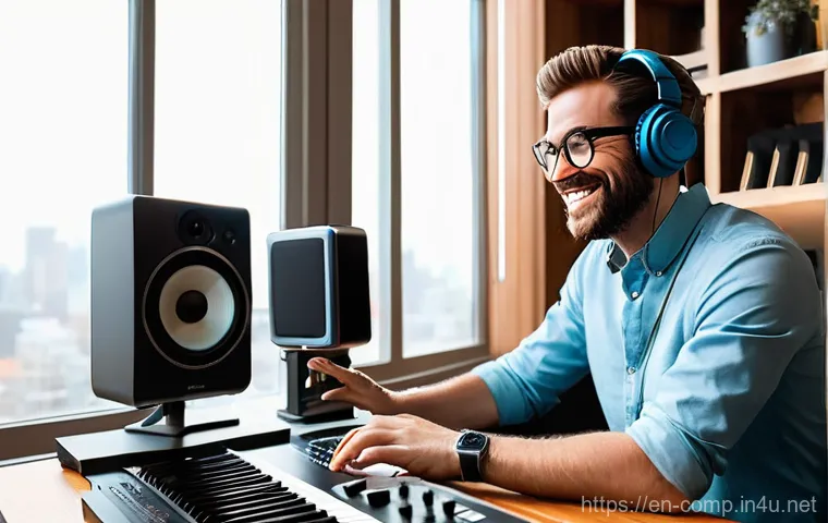 작곡가 자격증 취득 후 커리어 변화 - **Prompt 1: Gaming Composer in VR/Interactive Audio Studio**
    A highly detailed, realistic image ...