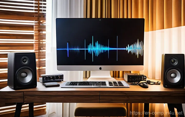 작곡가 자격증으로 스튜디오 운영하기 - **"The Focused Composer's Sanctuary"**
    A wide-angle, medium shot of a contemporary music compose...