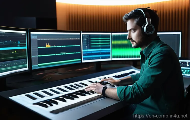 작곡가 자격증과 사운드 디자인 - **Prompt Title: The Artisan of Soundscapes**

    **Description:** A focused young adult, in their l...